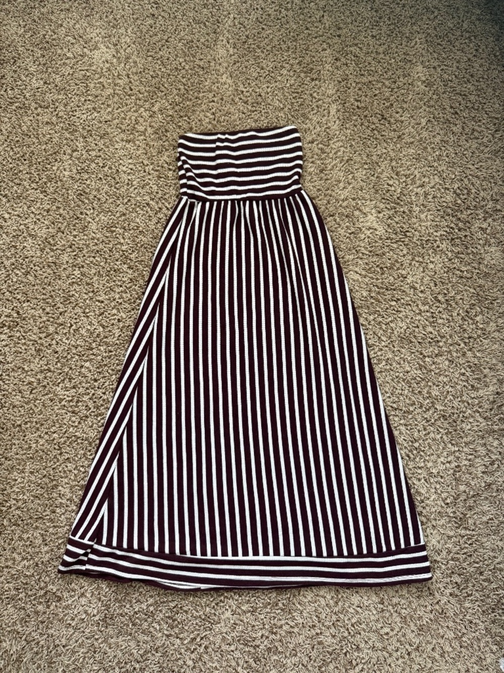 21 Saints Strapless Brown and White Striped Dress